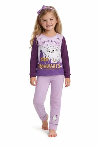 Image of Harry Potter Girls Pyjamas, 2 Piece Set with Long Sleeves featuring Hedwig, Lilac, Age 7-8 Years