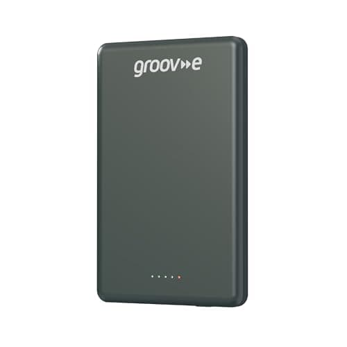 Image of Groov-e Power Bank 5000mAh Portable Magnetic Wireless Charger - Silver - Fast Charging, Recharges Smartphones Up to 2 Full Times, USB-C Input and Output, Compatible with MagSafe