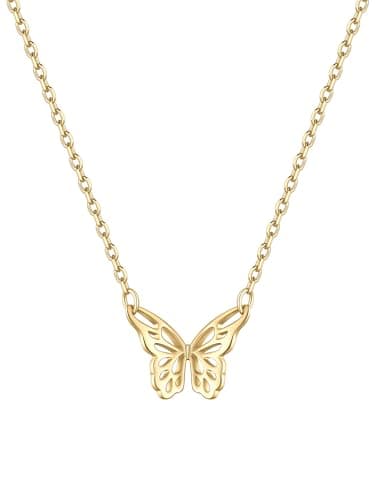 Image of ChicSilver Gold Necklace Sterling Silver Butterfly Pendant Necklace for Women Ladies Delicate Jewellery