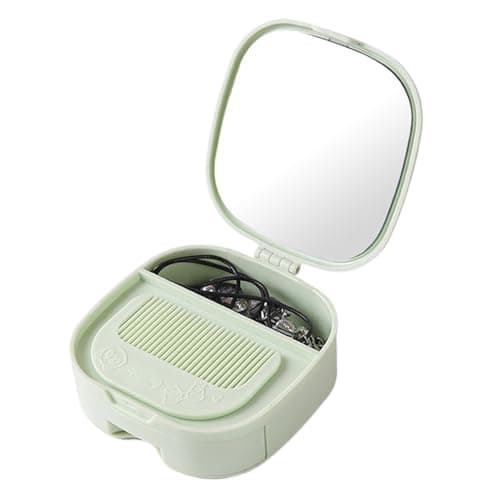 Image of Portable Makeup Mirror with Storage - Compact Vanity Mirror, Double-Sided Cosmetic Mirror, Travel-friendly Beauty , Compact Makeup Storage Bag, Makeup Mirror