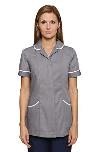 Image of Mirabella Health & Beauty Women's Nightingale Healthcare Tunic Uniform Hospital Grey-White 12 UK