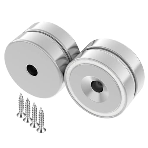 Image of Wukong Pot Magnets 4 Pieces 32 x 8 mm 90 LBS Strong Neodymium Disc Magnet Round Countersunk Hole Rare Earth Magnets for Whiteboards Refrigerator Kitchen Workplace with 4 Mounting Screws