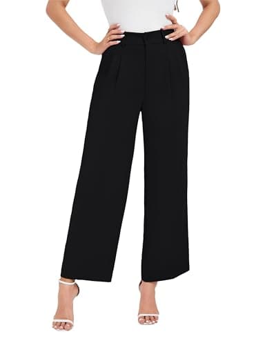 Image of Oyamiki Petite Trousers Women Short Leg High Waisted Business Black Tailored Pants with Pockets Elegant Work Suit Trousers M