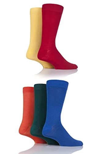 Image of SockShop Men's Patterned Bright Colourful Natural Bamboo Socks Various Designs for Everyday Wear Size 7-11 Pack of 5 Classic Bright 7-11