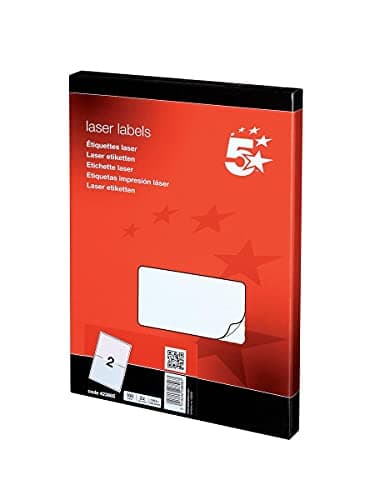 Image of 5 Star Addressing Labels Laser 2 per Sheet 199.6x143.5mm White [200 Labels]