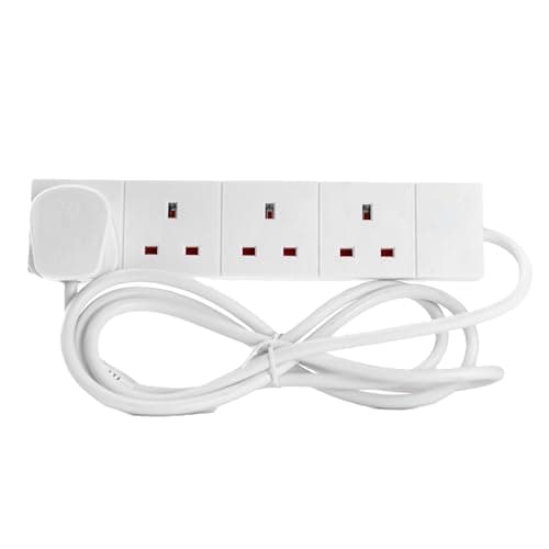 Image of STATUS 4 Way Socket Extension Lead, 2m Cable Multi-Plug Power, Wall Mountable Strip for Home and Office, 13A 3120W Rated, Wall Mountable in White (4WS2M20)