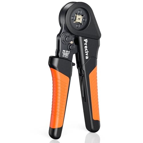 Image of Preciva Ratchet Crimping Tool,0.08-16mm² (AWG28-5) Self-Adjsutable Ferrule Crimper Tool for Industrial Electrical Work,Quad-Crimper,Insulated/Non-Insulated Ferrules Compatible