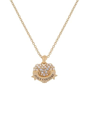 Image of Juicy Couture Crystal Icon Heart Pendant Necklace for Women (Gold/Clear Crystal)