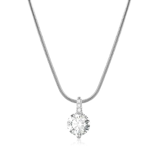 Image of Weviway Silver Plated Dainty Pendant Necklaces for Women, Cubic Zirconia Crystal Chain Necklace, Diamond Jewellery Birthday Gift for Her