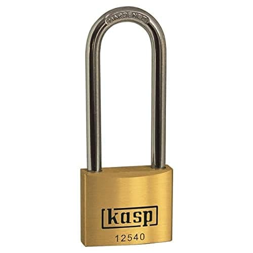 Image of Kasp K12540L63A1 Premium Brass Padlock High Shackle Keyed Alike, Gold/Silver, 40 x 63mm