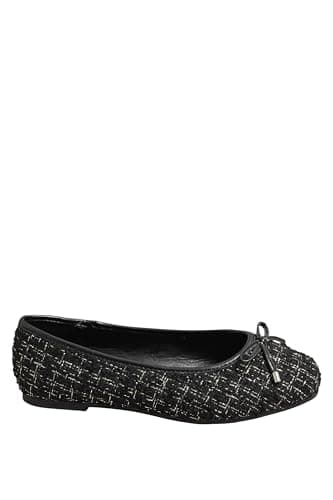 Image of Yours - Boucle Ballerina Pumps in Extra Wide Eee Fit - Women's Black