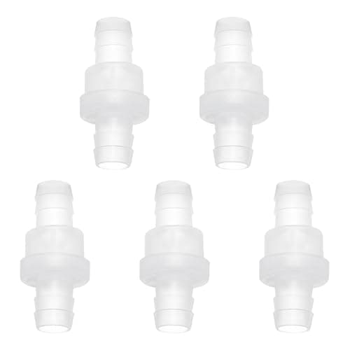 Image of sourcing map 5 Pcs Non Return Check Valves, 3/8" (10mm) Dia One Way Inline Hose Connector PP Plastic Hose Barb for Gas Liquid Air Water Tank Pump