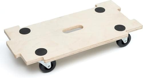 Image of Dolly Trolley on Wheels Heavy duty for Moving Heavy Items | 300 KG (1 Piece) Load Capacity Plywood Jigsaw Trolley on Wheels | 360° Rotatable Wheeled Furniture Dolly with 4 Non-Slip Grip Pads