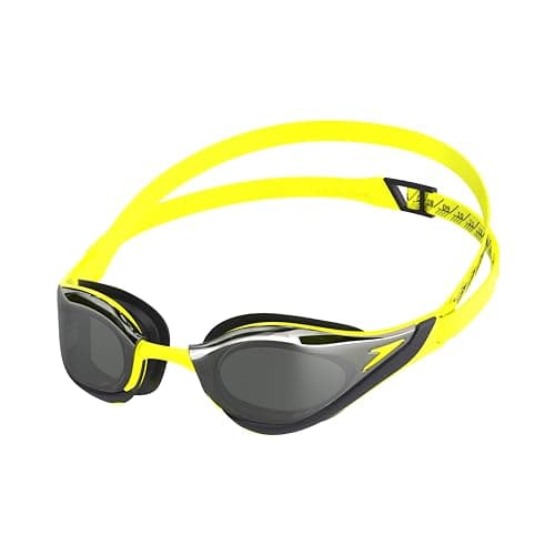 Image of Speedo Unisex-Adult Fastskin Pure Focus Swimming Goggles | Competitive Racing Goggles | Anti-fog | Anti-leak Goggles, Hyper Yellow/Cobalt/Emerald, One Size