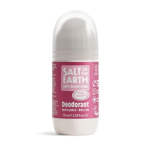 Image of Salt of the Earth - Natural Refillable Roll On Deodorant - Fresh Strawberry - Vegan Formula with Long-Lasting Protection - Made in the UK - 75ml