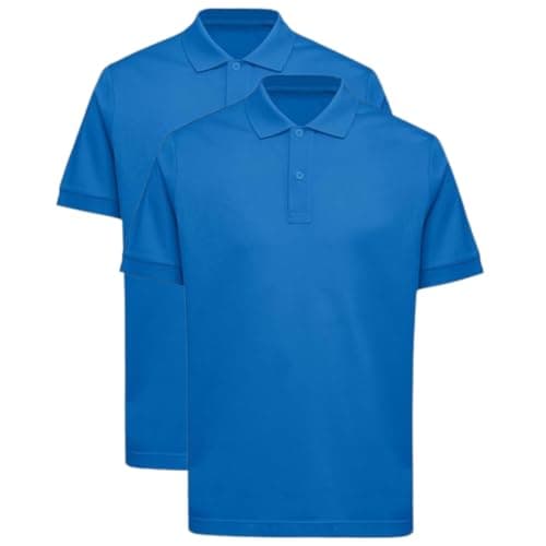 Image of INSAFIANS 2 Pack Boys Girls Polo Shirts Short Sleeve Unisex School Uniform T Shirt Ages 3-18 Years (2PK RBL 5-6Y) Royal Blue
