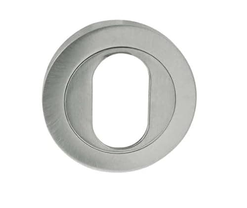 Image of Kooples Hardware Oval Profile Escutcheons 50mm Round Rose Lock Cover Keyhole Plate (Satin Chrome)