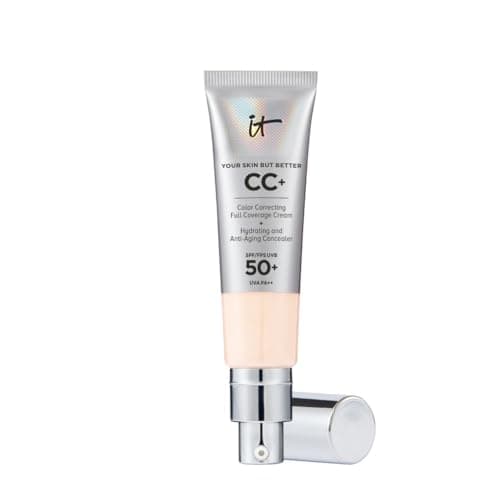 Image of IT Cosmetics CC+ Cream SPF 50+ Full-Coverage CC Foundation, Hydrating Skincare, With Hyaluronic Acid, Niacinamide & Vitamin E for a Radiant Finish, Your Skin But Better, Shade: Fair Beige, 32ml