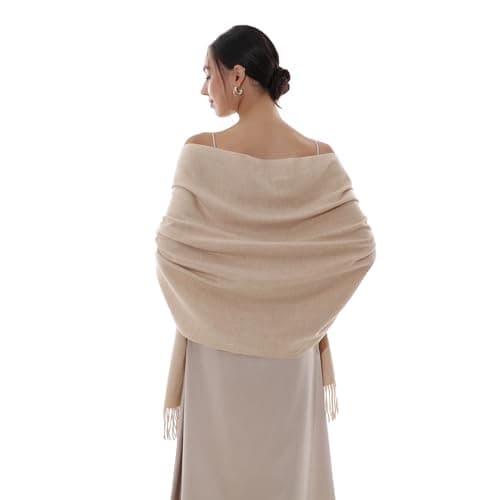 Image of RIIQIICHY Women Scarf Beige Pashmina Shawls and Wraps for Wedding Ladies Winter Scarves
