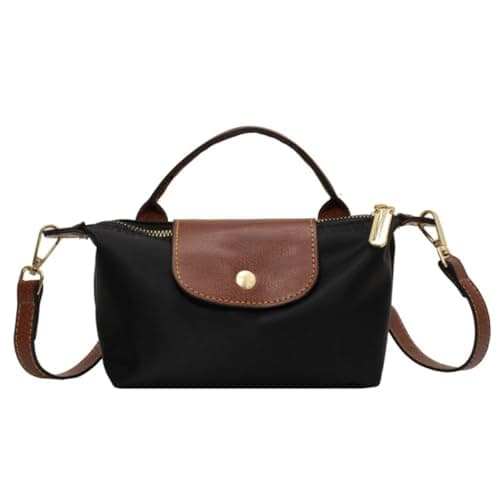 Image of KeAiDMon Fashion Mini Nylon Crossbody Bag for Women Tote Bag Colorblock Shoulder Handbag Top Handle Purse Phone Clutch Bag (black)
