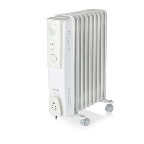 Image of Warmlite 2000W 9-Fin Oil Filled Radiator with 3 Power Settings and Adjustable Timer, White, WL43004YW
