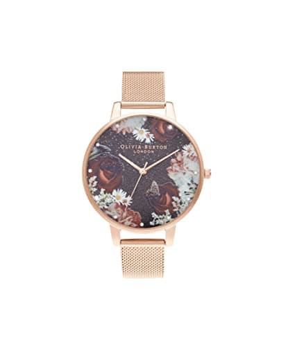 Image of Olivia Burton Analogue Quartz Watch for Women WINTER BLOOMS Collection with Rose Gold Colored Stainless Steel Mesh Bracelet - OB16WG80