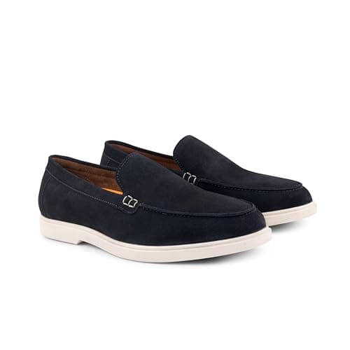 Image of Silver Street London San Mauro Premium Suede Loafers Shoes for Men Extra Padded Breathable Mens Casual Shoes Comfortable Moccasins Slip On Men Flats, Navy, UK 9
