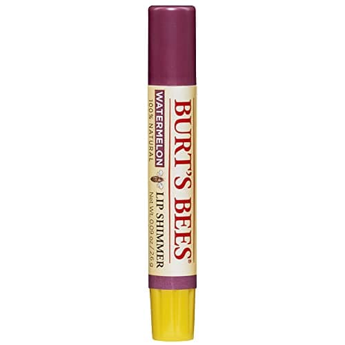 Image of Burt’s Bees Watermelon Lip Shimmer, Moisturising Tinted Lip Balm With Shimmery Luminescent Shine and Rich Colour, Non-Sticky Lipstick With Beeswax and Tingly Peppermint Oil, 1x2.6g