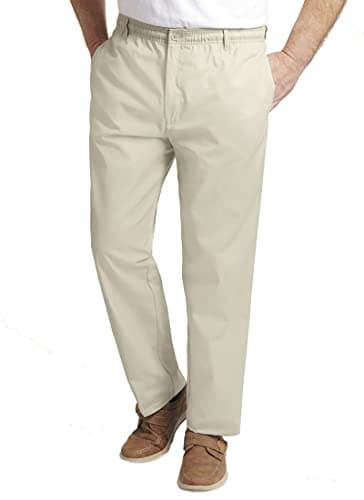 Image of Jolliman Mens Pull On Trousers Fully Elasticated Waist Pants Smart Casual Outdoor Walking Pants for Travelling, Hiking, Work Waist 36W / 29L Stone