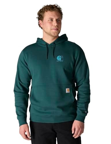Image of Carhartt Men's Force Relaxed Fit Lightweight Logo Graphic Sweatshirt, Greenstone, XL