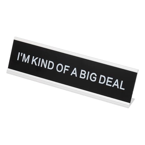 Image of PATIKIL Funny Nameplate, 8"x2" Novelty Desk Sign Plaque Aluminum Desk Name Plate with Base for Office, Silver White (I'M Kind Of A Big Deal)