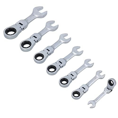 Image of AB Tools Imperial SAE AF Stubby Flexi Headed Ratchet Spanners Spanner 5/16” – 3/4" 7pc