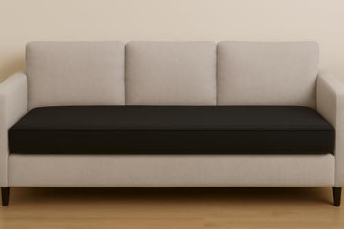 Image of SLUMBER HOME 3 Seater Booster Cushion with Removable Cover, 150 x 50 x 10 cm Firm Memory Foam Orthopaedic Seat Pad, Large Sofa Cushion with Soft Polyester Washable Cover Black