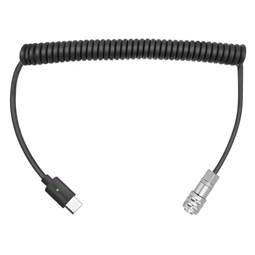 Image of LSYRIA BMPCC 4K 6KPro to Type-C USB-C Power Coiled Cable Compatible with Blackmagic Pocket Cinema Camera Weipu 2 Pin SF610-S Female Connector with Power Indicator Light, 59"