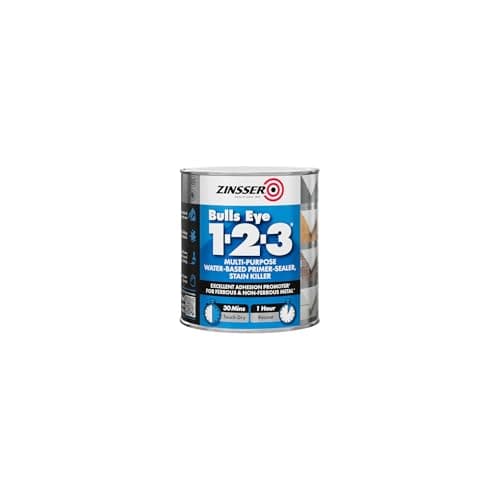 Image of Zinsser Bulls Eye 1-2-3 Primer-Sealer & Stain Killer 500ml Ready Mixed Colour - Grey