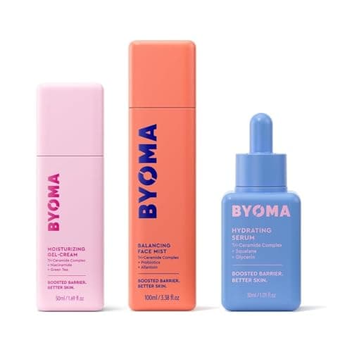 Image of BYOMA Balance + Hydrate Trio, Moisturising Gel Cream (50ml), Balancing Face Mist (100ml) and Hydrating Serum (30ml), Balance, Soothe and Refresh Throughout the Day, for All Skin Types