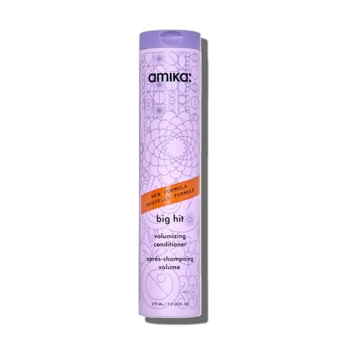 Image of amika big hit volume conditioner - hair care for fine to medium strands - hair conditioner with caffeine + sea buckthorn - helps boost volume + adds weightless moisture (275 ml)