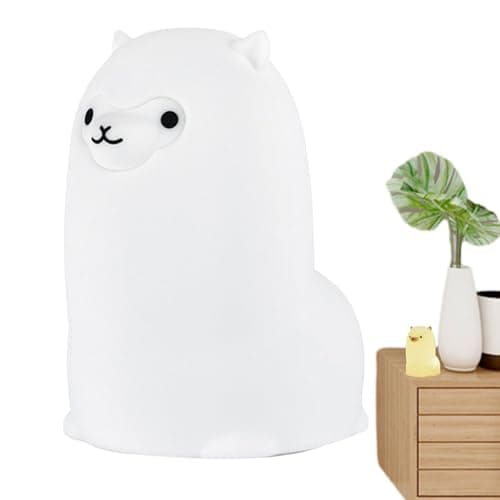 Image of Silicone Night Light | Llama Shaped Squishy Lamp | Kids Nightlight, Adjustable Brightness, Nursery Night Lights, Battery Operated for Home Bedroom