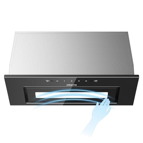 Image of CIARRA 60cm Integrated Cooker Hood, Built-in Kitchen Extractor Fan with Wave Control, LED Light, Carbon Filter, Recirculation & Ducting Options, Slim Undercabinet Kitchen Hood - CBCB6931B