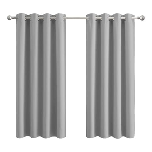 Image of Aspire Homeware Blackout Curtains for Bedroom - Light Grey Curtains Eyelet Super Soft & Energy Saving Privacy Protection Thermal Insulated Living Room Curtain Drapes with Tiebacks 46x54 Inch 2 Panel