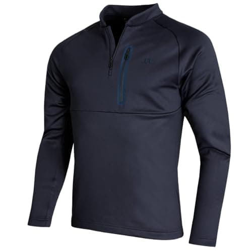 Image of J.Lindeberg Mens Adam Quarter Zip Mid Layer Wicking Sweater - JL Navy - L