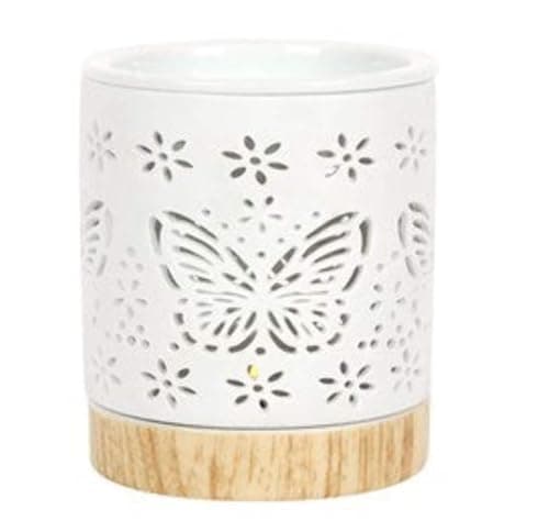 Image of Elegant White Ceramic Matte Butterfly Oil Burner - 11cm x 9.5cm (1 Pc.) - Decorative Fragrance Diffuser - Unique Design & Premium Quality Material - Perfect for Home Decor & Aromatherapy