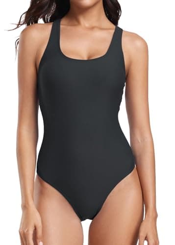 Image of Joweechy One Piece Swimsuit Women Sports Swimming Costume Competitive Athletic Criss Cross Back Shaping Swimwear Bathing Suit S,Black
