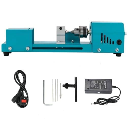 Image of Mini Lathe 6 in 1 Small Lathe 12-24V 96W DIY Wood Model Making Drilling Lathe Bead Grinding Machine for Carving and Grinding Wood