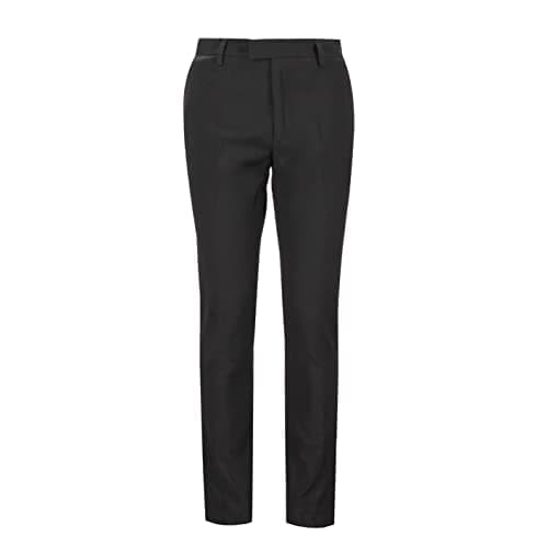 Image of Xposed Men’s Black Tuxedo Trousers with Satin Tape Tailored Fit Flat Front Dress Pants [TRS-TUXEDO-BLACK-40]