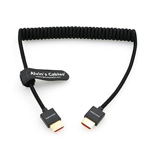 Image of Alvin’s Cables 8K 2.1 Full HDMI Braided Coiled-Cable for Atomos Ninja-V 4K-60P Record from Z-CAM for Canon-C70, for Sony A7S3| A9| A74