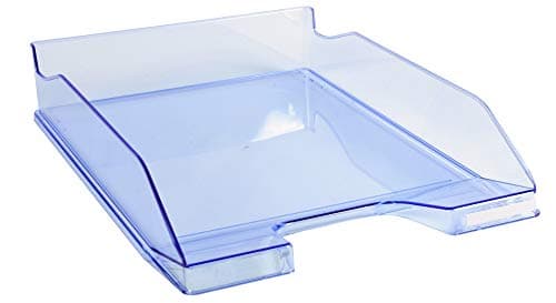 Image of Exacompta - Ref 113210D - Linicolor Letter Tray Combo Midi - 347 x 255 x 65mm in Size, Holds Up To 500 Sheets, Suitable for A4 Documents -Ice Blue Transparent Glossy