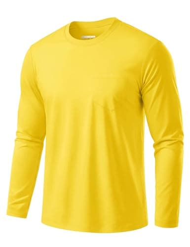 Image of MAGCOMSEN Men's Long Sleeve T-Shirt Cotton Crew Neck T-Shirts Comfort Breathable Casual Tops with Pocket,Yellow,XL