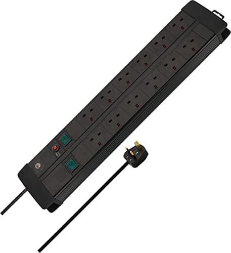Image of Brennenstuhl Premium-Duo-Line Extension Lead / 12 Way Plug Power Strip (2 switches, 3m cable, Safety Fuse Button)