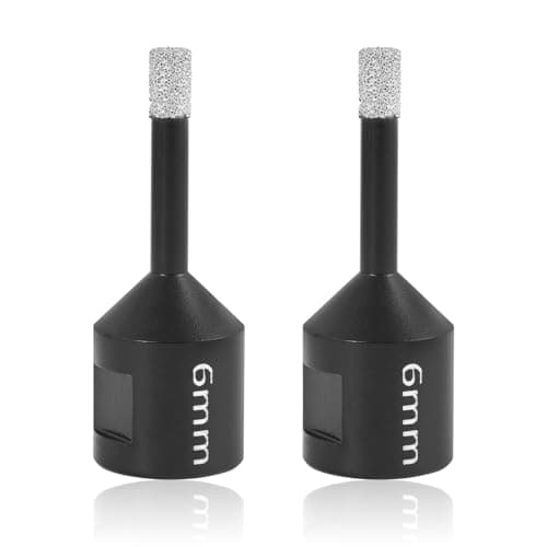 Image of 2 Pcs 6mm Diamond Drill Bit, M14 Vacuum Brazed Diamond Drill Bits for Porcelain, Marble, Granite, Ceramic, 6mm Wear-Resistant Tile Dry Core Bit for Angle Grinders, High-Grade Steel Core